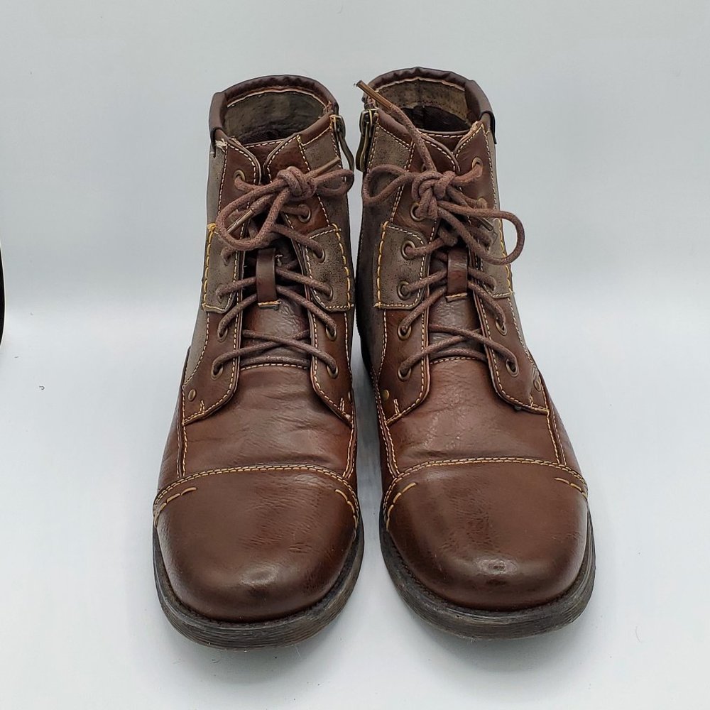 Steven Maddon Brown leather zip side boot
